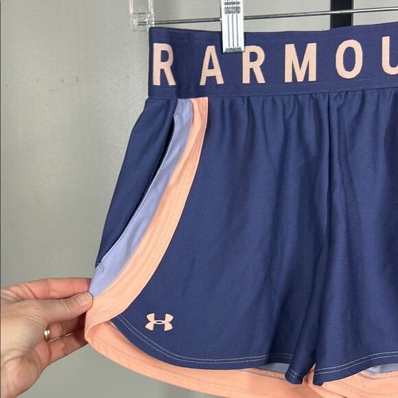 Under Armour Navy and Peach Athletic Shorts - Picture 3 of 5